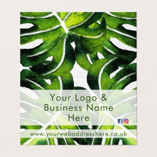 Moderne große Blätter aus grüner Palme Visitenkarten (Außenseite Aufgefaltet)