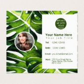 Moderne große Blätter aus grüner Palme Visitenkarten (Innenseite Aufgefaltet)