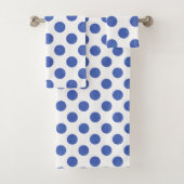 Moderne große Blue Polka Dot Handtuch Badhandtuch Set (Insitu)