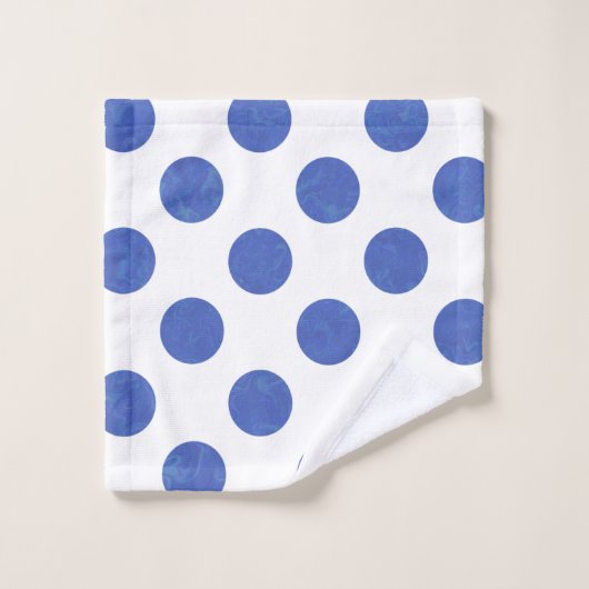 Moderne große Blue Polka Dot Handtuch Badhandtuch Set (Waschlappen)