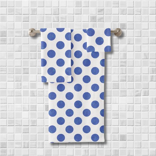 Moderne große Blue Polka Dot Handtuch Badhandtuch Set
