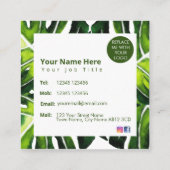 Moderne, große Palmenblätter Quadratische Visitenkarte (Rückseite)