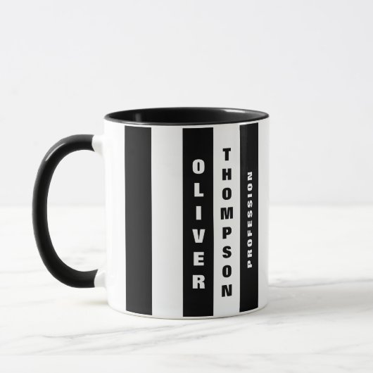 Moderne, große schwarze Streifen Elegant Tasse (Links)