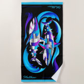 Moderne, große, weiße Haie individuell anpassbar Strandtuch (Vorderseite)