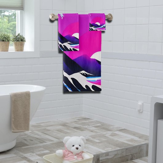 moderne große Welle Badhandtuch Set