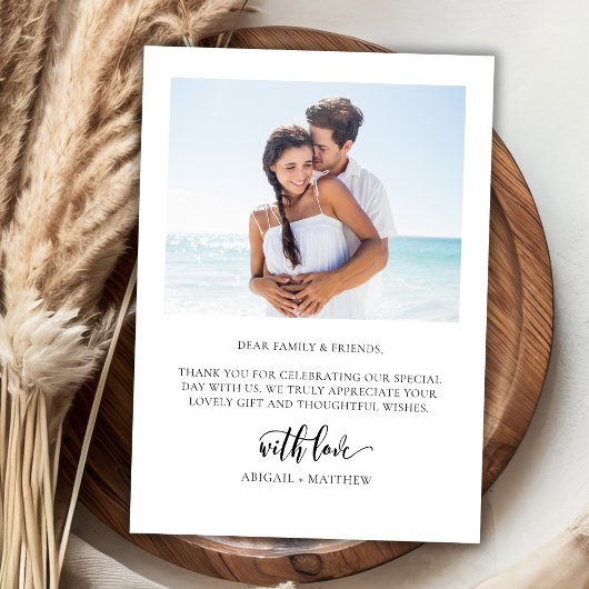 Moderne große Whimsical Script 2 Foto Hochzeit Dankeskarte