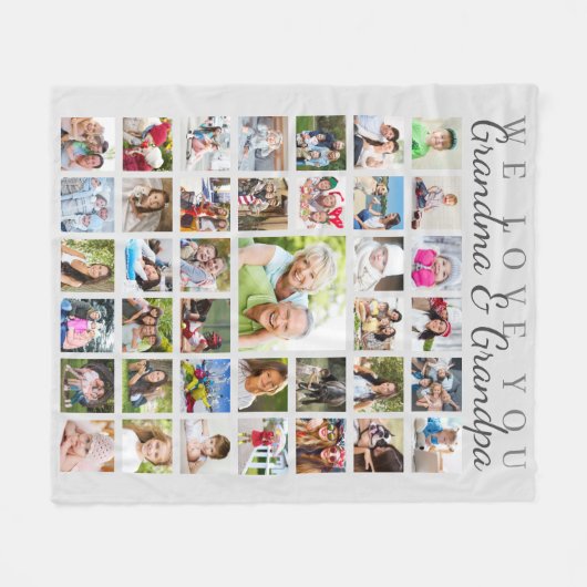 Moderne Großeltern Foto Collage Gray Fleecedecke (Vorderseite (Horizontal))