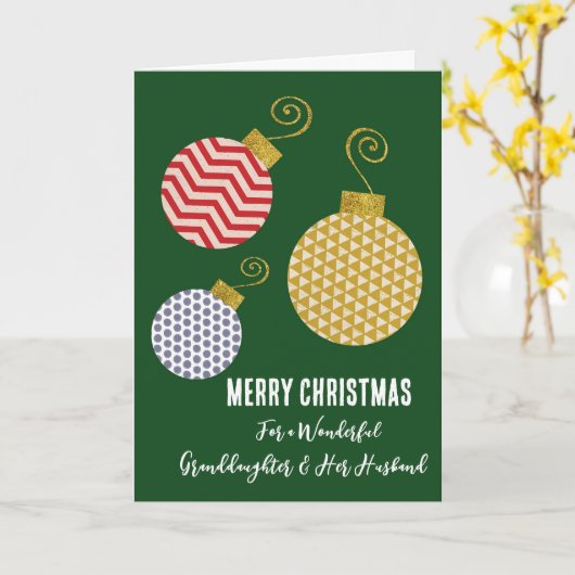 Moderne Großtochter und ihr Ehemann frohe Weihnach Karte (Gelbe Blume)