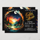 Moderne Grove-verzauberte Babydusche für Cotgecore Einladung (Vorne/Hinten)