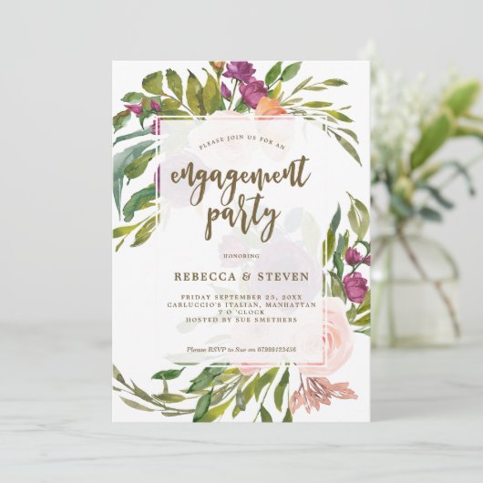 Moderne Grün-Blumenfreude Einladung (Stehend Vorderseite)