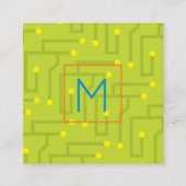Moderne, grün-gelb-orangefarbene Platine Tech Quadratische Visitenkarte (Vorderseite)