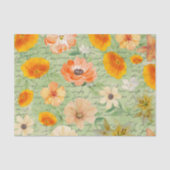 Moderne grün-gelbe Blumenmuster entmutigen Seidenpapier (Vorderseite)