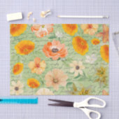 Moderne grün-gelbe Blumenmuster entmutigen Seidenpapier (Handwerk)