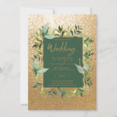 Moderne grün goldene Hochzeitsfeiern Einladung (Vorderseite)