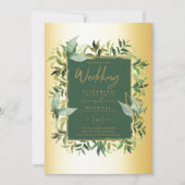 Moderne grün goldene Hochzeitsfeiern Einladung (Vorderseite)