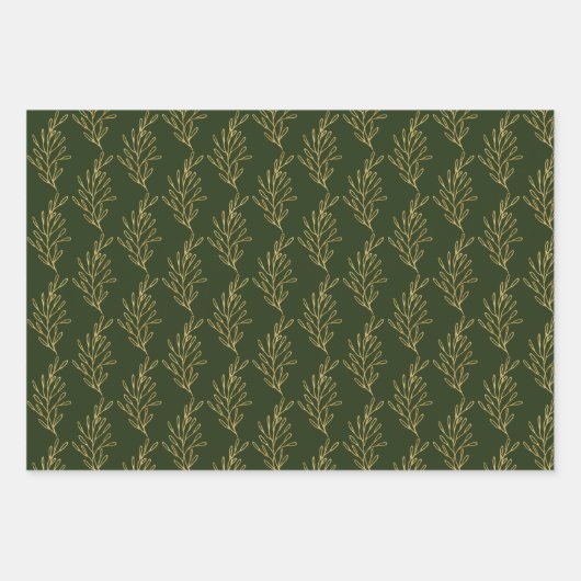 Moderne Grün- und Goldkalligraphie Weihnachten Geschenkpapier Set (Vorderseite)