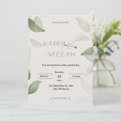 Moderne Grün- und Schwarz-Hochzeit Einladung (Stehend Vorderseite)