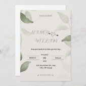 Moderne Grün- und Schwarz-Hochzeit Einladung (Vorne/Hinten)