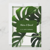 Moderne Grün- und Weiß-Tropen Save the Date Einladung (Rückseite)