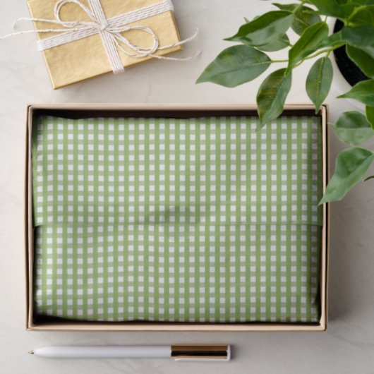 Moderne Grün- und Weißgingham-Muster - Gefallen Seidenpapier (Geschenk)