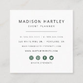 Moderne, grün-weiße Dekorrahmen Quadratische Visitenkarte (Rückseite)