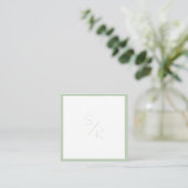 Moderne, grün-weiße Monogramm-Visitenkarte Quadratische Visitenkarte (Stehend Vorderseite)