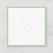 Moderne, grün-weiße Monogramm-Visitenkarte Quadratische Visitenkarte (Vorderseite)