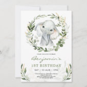 Moderne Grünanlage Elephant | Green Gold 1. Geburt Einladung (Vorderseite)