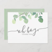 Moderne Grünanlage Eucalyptus Baby Dusche Vielen D Dankeskarte (Vorne/Hinten)