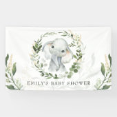 Moderne Grünanlage Gold Elephant Baby Dusche Gebur Banner (Horizontal)