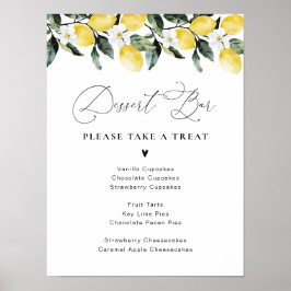 Moderne Grünanlage Lemon Floral Dessert Bar Poster