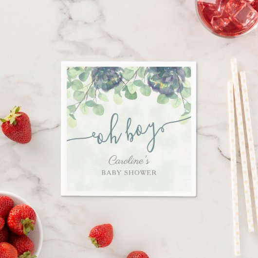 Moderne Grünanlage Oh Boy Blue Floral Baby Dusche Serviette (Beispiel)