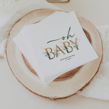 Moderne Grünanlage und Gold Baby Dusche Napkins