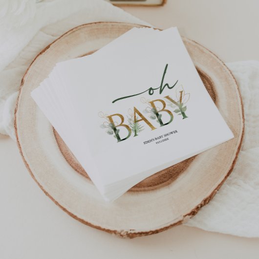 Moderne Grünanlage und Gold Baby Dusche Napkins Serviette