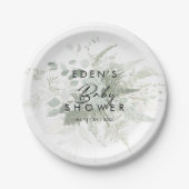 Moderne Grünanlage und Gold Baby Dusche Pappteller (Vorderseite)