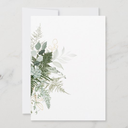 Moderne Grünanlage und Gold Couples Kinderdusche Einladung (Rückseite)