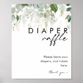 Moderne Grünanlage und Gold Diaper Raffle Baby Dus Poster (Vorne)