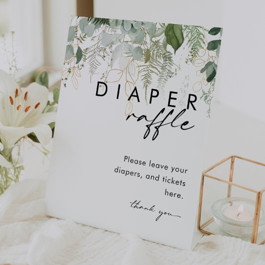 Moderne Grünanlage und Gold Diaper Raffle Baby Dus Sockelschild