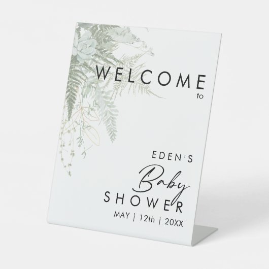 Moderne Grünanlage und Gold Willkommensdusche Sockelschild (Vorderseite)