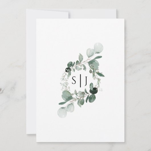 Moderne Grünanlage Weiß Nichts Extravagante Hochze Einladung (Rückseite)