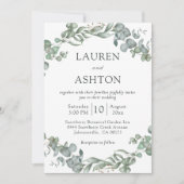 Moderne Grünanlage Weiß und Sage Simple Wedding Einladung (Vorderseite)