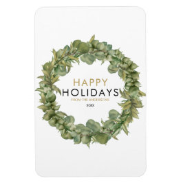 Moderne Grünanlage Wreath Happy Holidays Weihnacht Magnet