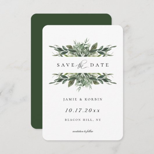 Moderne Grünanlagen Save the Date Ankündigung (Vorne/Hinten)