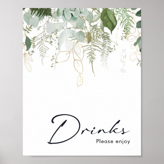 Moderne Grünanlagen und Gold Baby Duschtränke Unte Poster (Vorne)