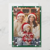 Moderne grüne 5 Foto Collage Frohe Weihnachten (Vorderseite)