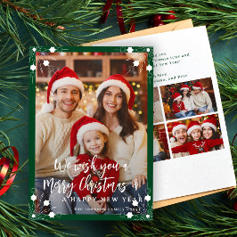 Moderne grüne 5 Foto Collage Frohe Weihnachten