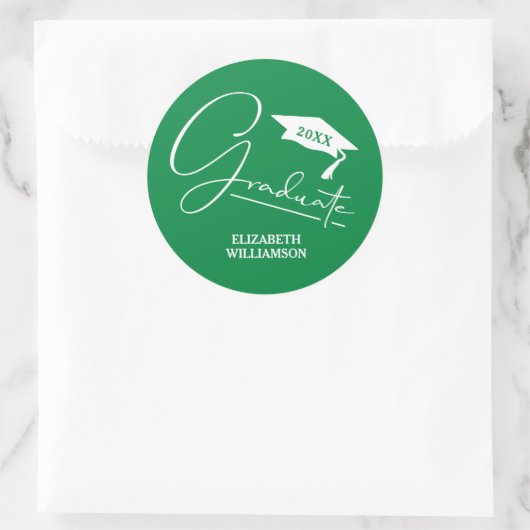 Moderne grüne Abschlussfeier Runder Aufkleber (Tasche)