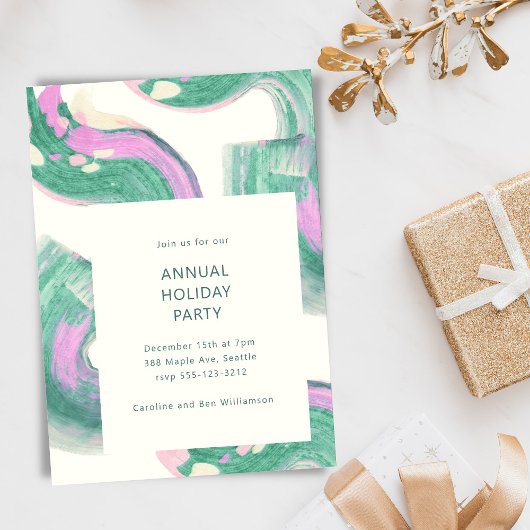 Moderne grüne abstrakte Weihnachtsfeier Einladung