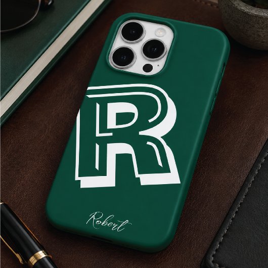Moderne grüne Anfangsbuchstabe-minimale Case-Mate- Case-Mate iPhone Hülle