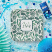 Moderne grüne Aquamarine tropische Blätter Design Pappteller (Party)